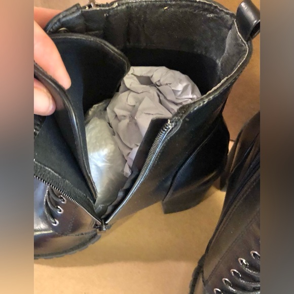 Women's Chunky Heel Booties Lace Up Round Toe Platform Ankle Boots Size 8 - Picture 10 of 14